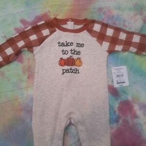 Plaid Sleeve Kids One Piece - Brown and Cream